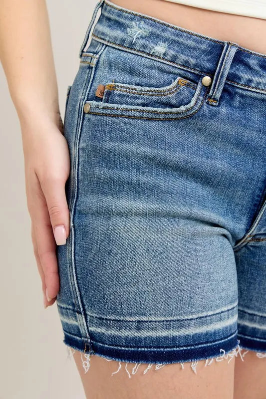 Judy Blue Mr Tummy Control Vintage Wash Release Hem Shorts - Sydney So Sweet