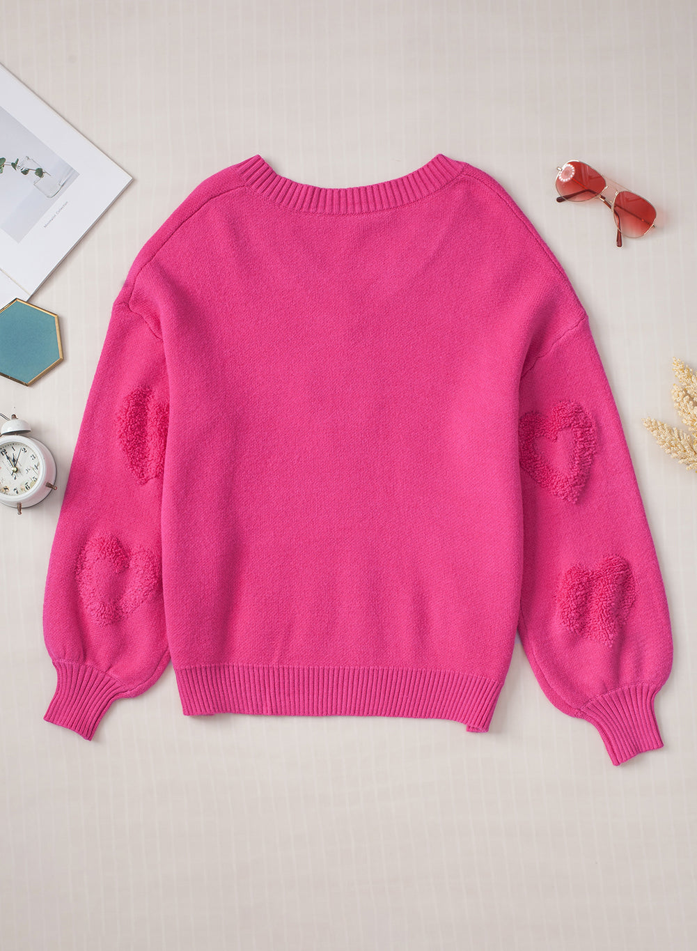 Pearl Trim Heart V-Neck Sweater - Sydney So Sweet