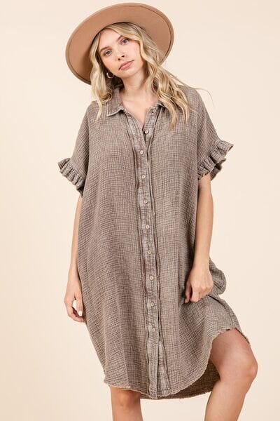 Mittoshop Mineral Wash Cotton Gauze Mini Shirt Dress - Sydney So Sweet