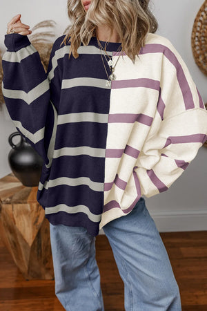 Striped Round Neck Long Sleeve Knit Top - Sydney So Sweet