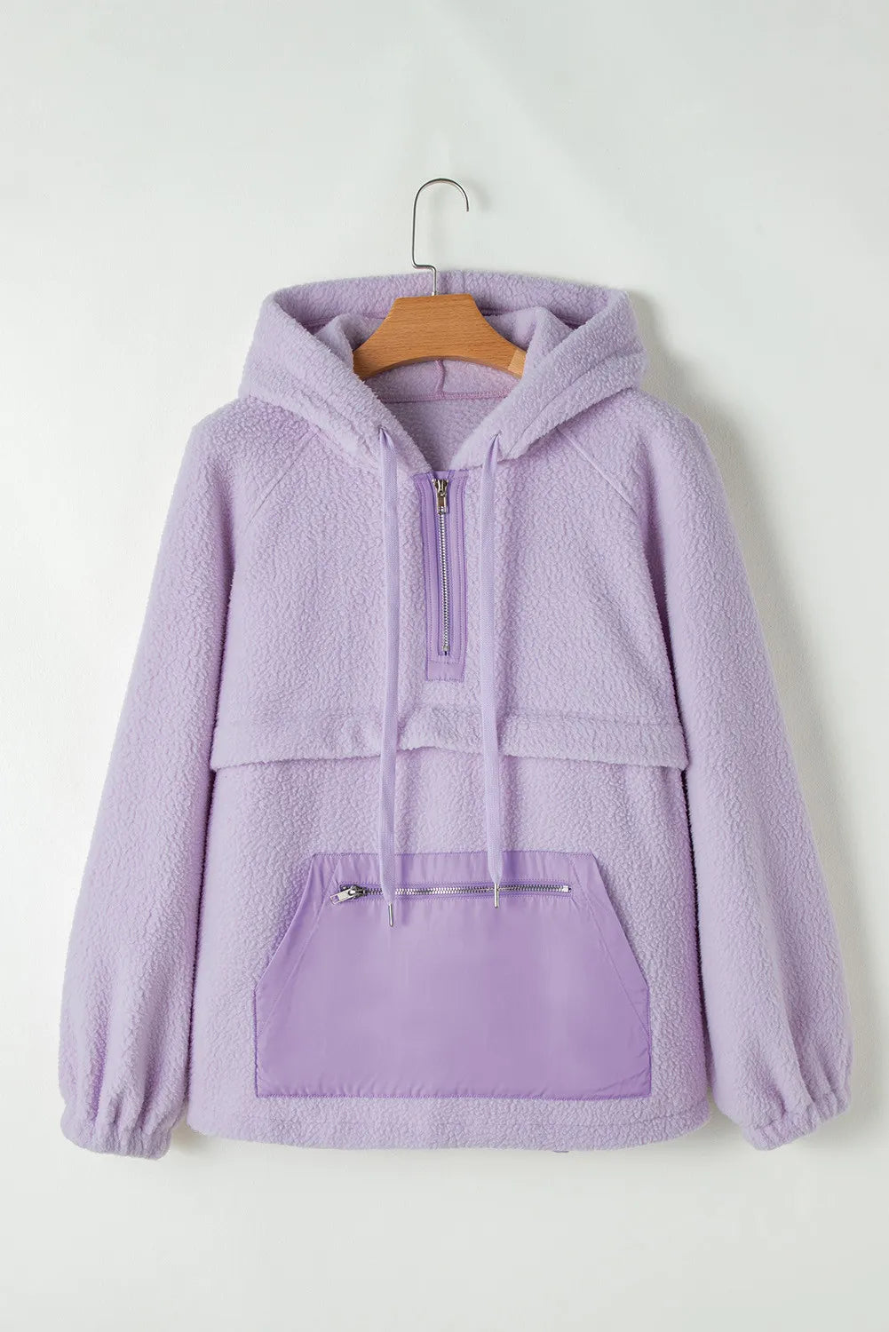 Drawstring Half Zip Long Sleeve Hoodie - Sydney So Sweet