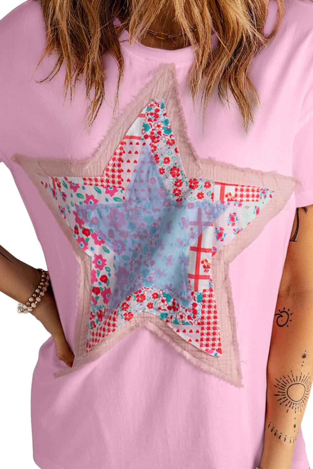 Star Round Neck Short Sleeve T-Shirt in Pink or White - Sydney So Sweet