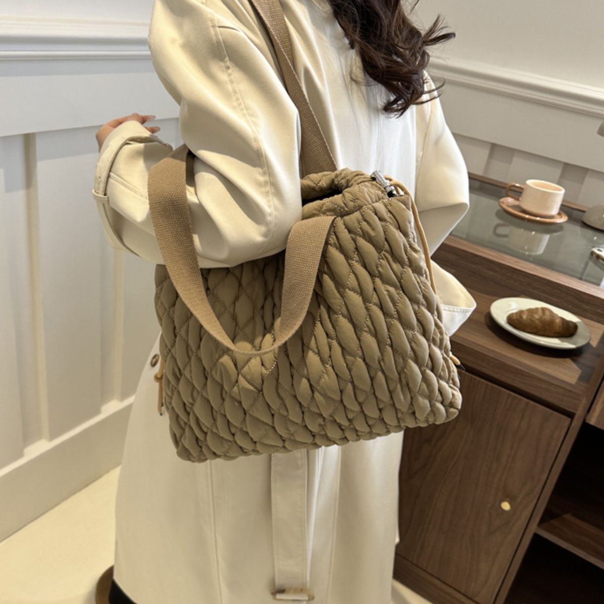 Drawstring Bubble Texture Tote Bag - Sydney So Sweet