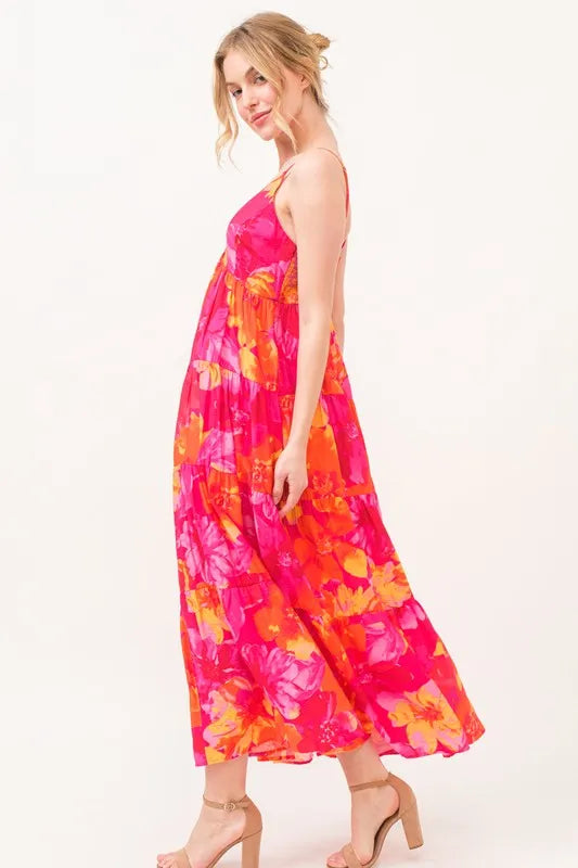 And The Why Floral Tiered Maxi Cami Dress with Pockets - Sydney So Sweet
