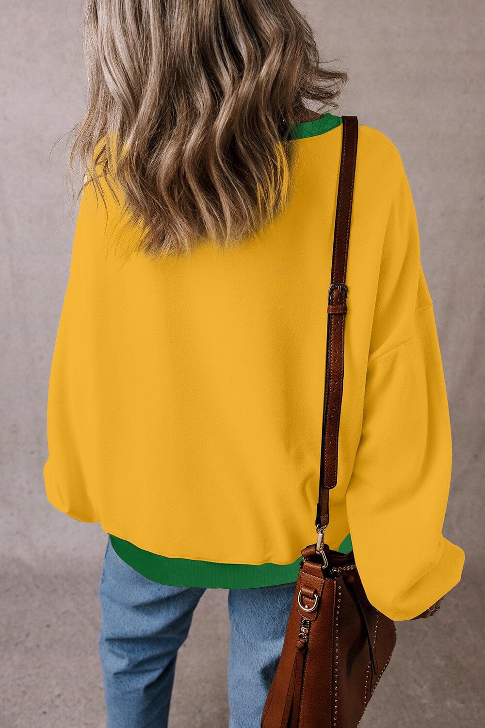 Contrast Round Neck Long Sleeve Sweatshirt - Sydney So Sweet