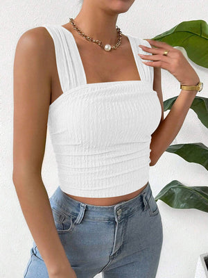 Textured Square Neck Wide Strap Tank - Sydney So Sweet