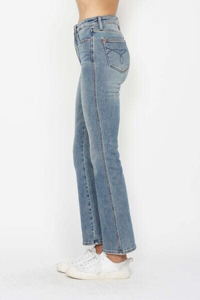 Judy Blue Full Size Tummy Control Back Embroidered Pocketed Bootcut Jeans Plus Size - Sydney So Sweet