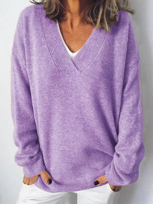 V-Neck Dropped Shoulder Sweater - Sydney So Sweet