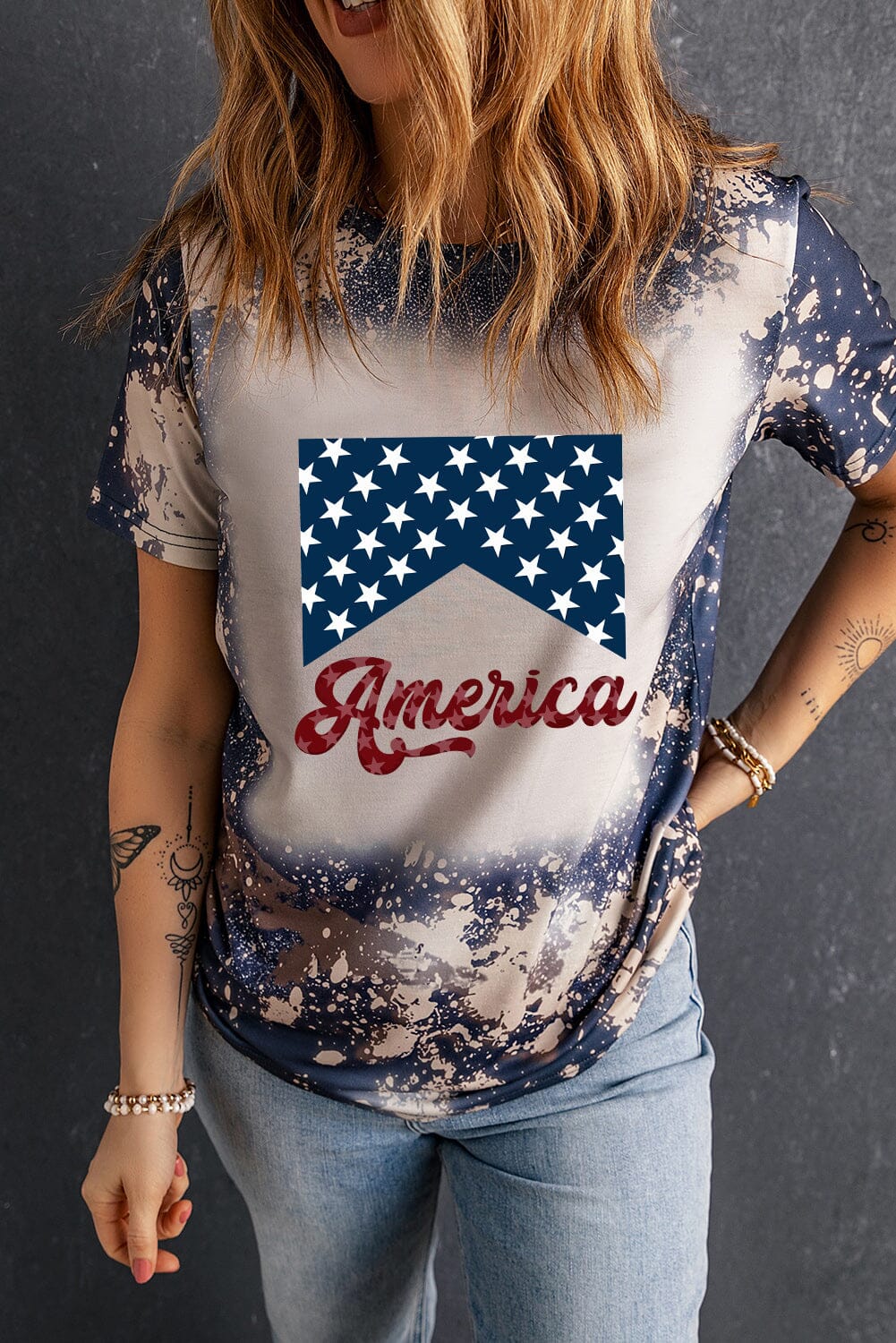 AMERICA Round Neck Short Sleeve T-Shirt - Sydney So Sweet