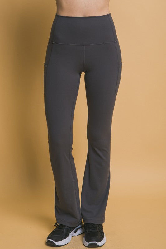 Love Tree High Waist Flare Leggings with Side Pockets - Sydney So Sweet