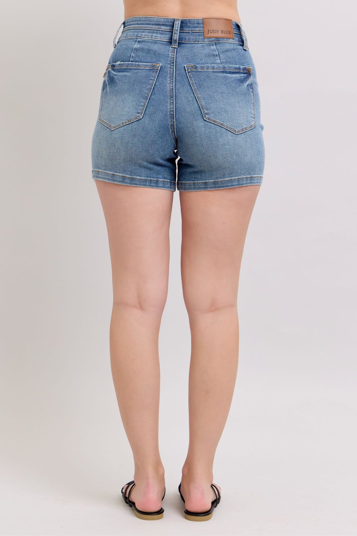Judy Blue Full Size High Rise Tummy Control Denim Shorts Plus Size - Sydney So Sweet