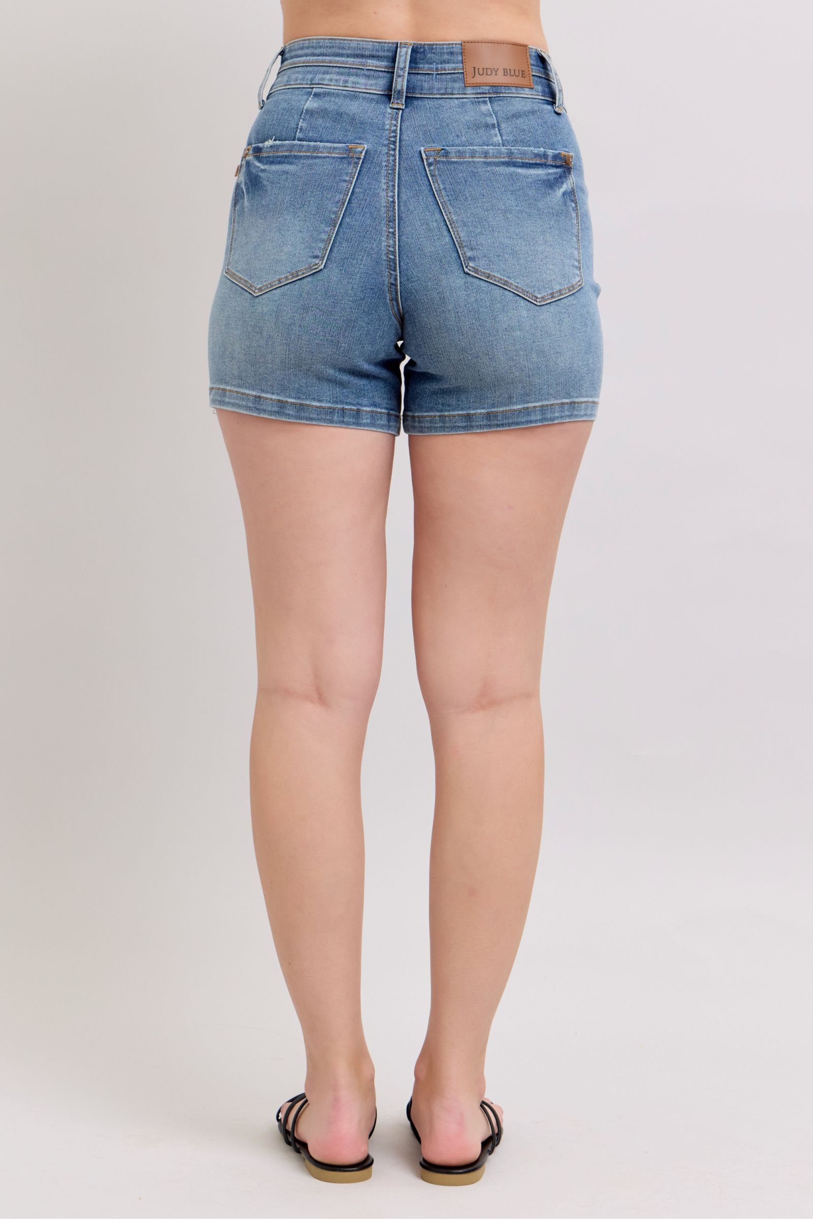 Judy Blue Full Size High Rise Tummy Control Denim Shorts Plus Size - Sydney So Sweet