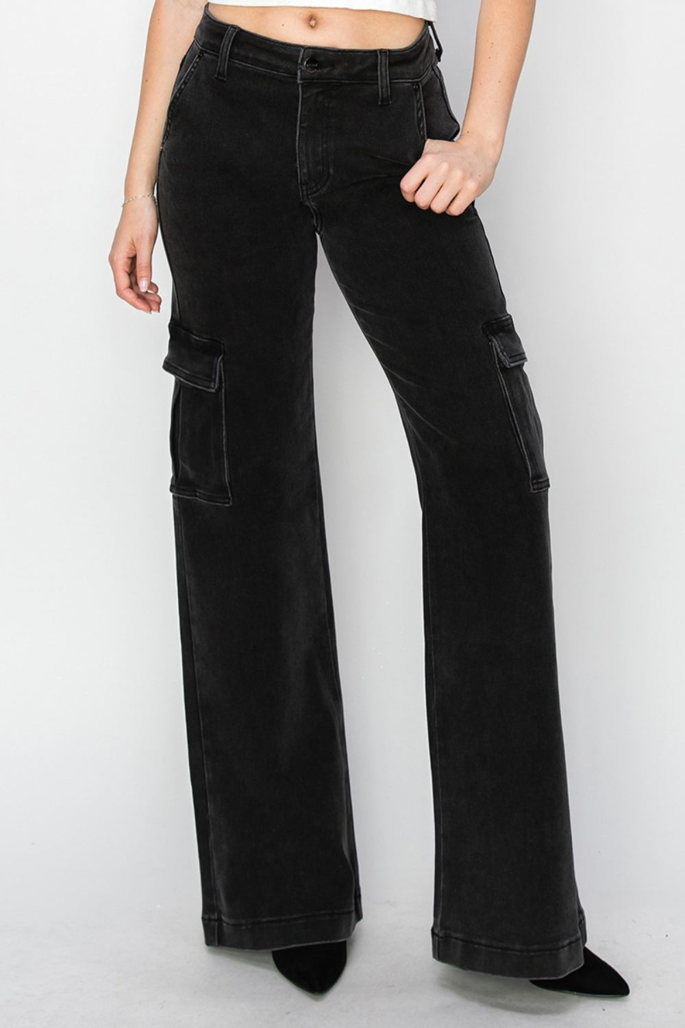 Risen Full Size High Rise Wide Leg Cargo Jeans - Sydney So Sweet