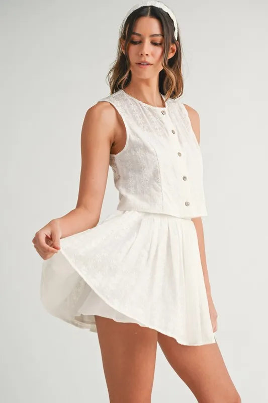 MABLE Eyelet Lace Top and Mini Skirt Set - Sydney So Sweet