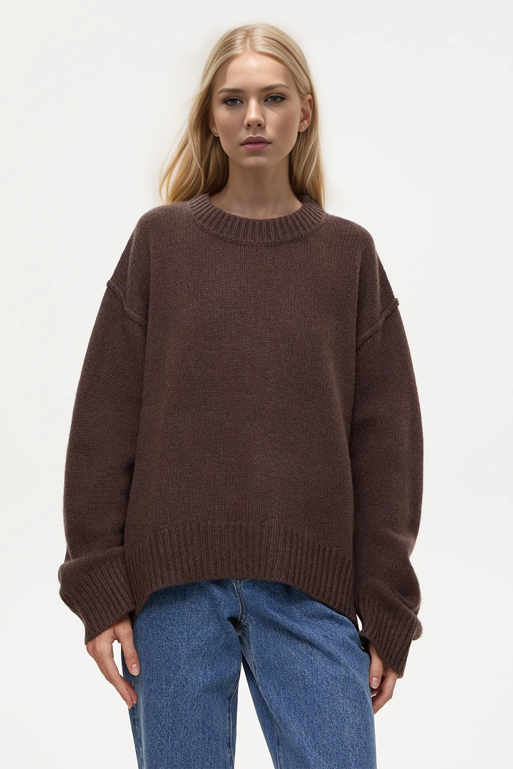 Basic Bae Round Neck Dropped Shoulder Sweater - Sydney So Sweet