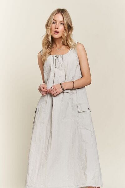 ADORA Drawstring Slit Back Cargo Dress - Sydney So Sweet