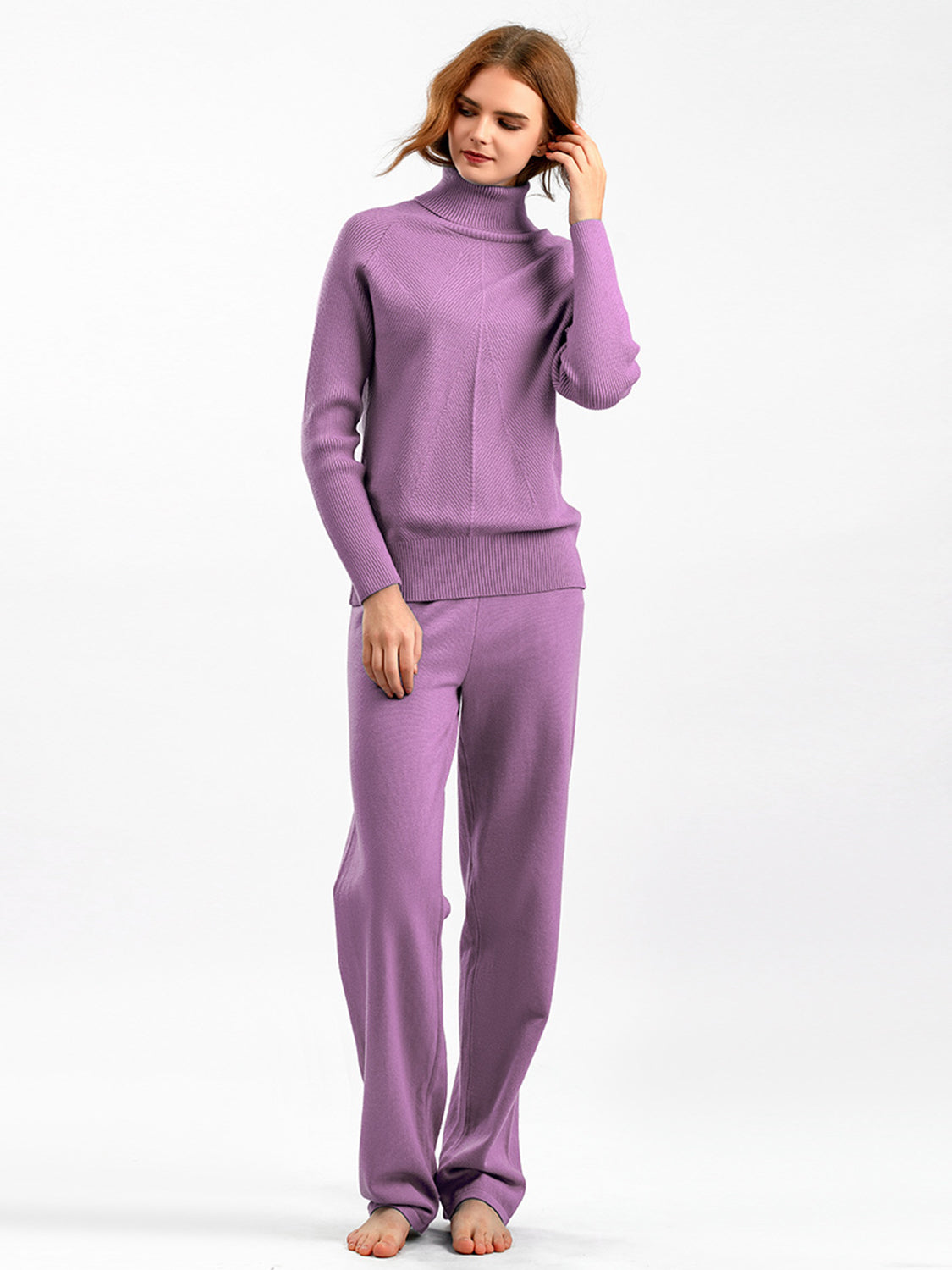 Basic Bae Turtleneck Raglan Sleeve Top and Pants Sweater Set - Sydney So Sweet