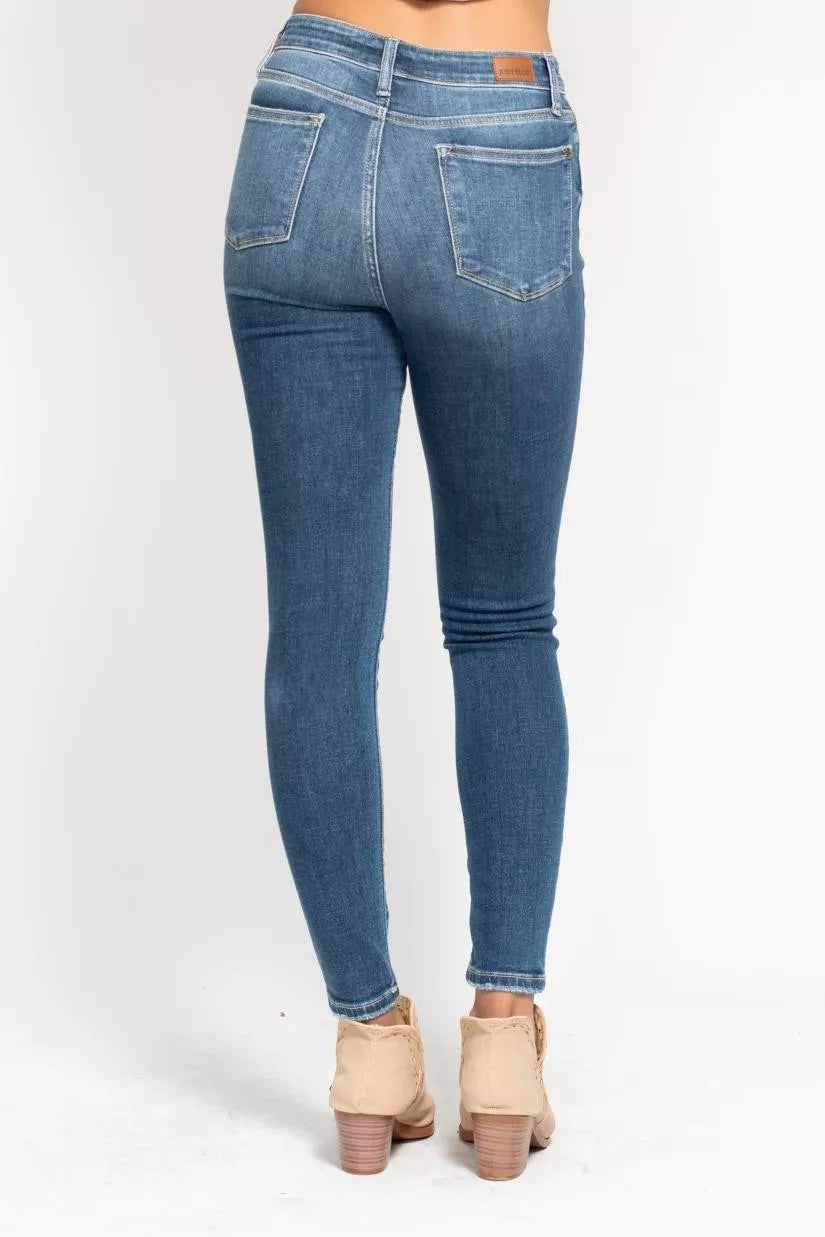 Judy Blue Full Size High Rise Button Fly Skinny Jeans Plus Size - Sydney So Sweet
