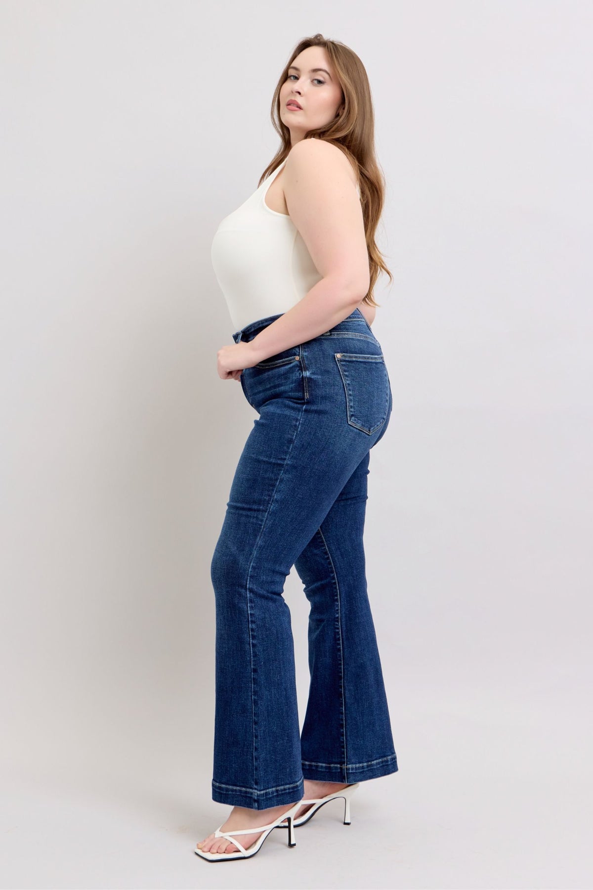 Judy Blue Full Size High Rise Flare Jeans with Pockets Plus Size - Sydney So Sweet
