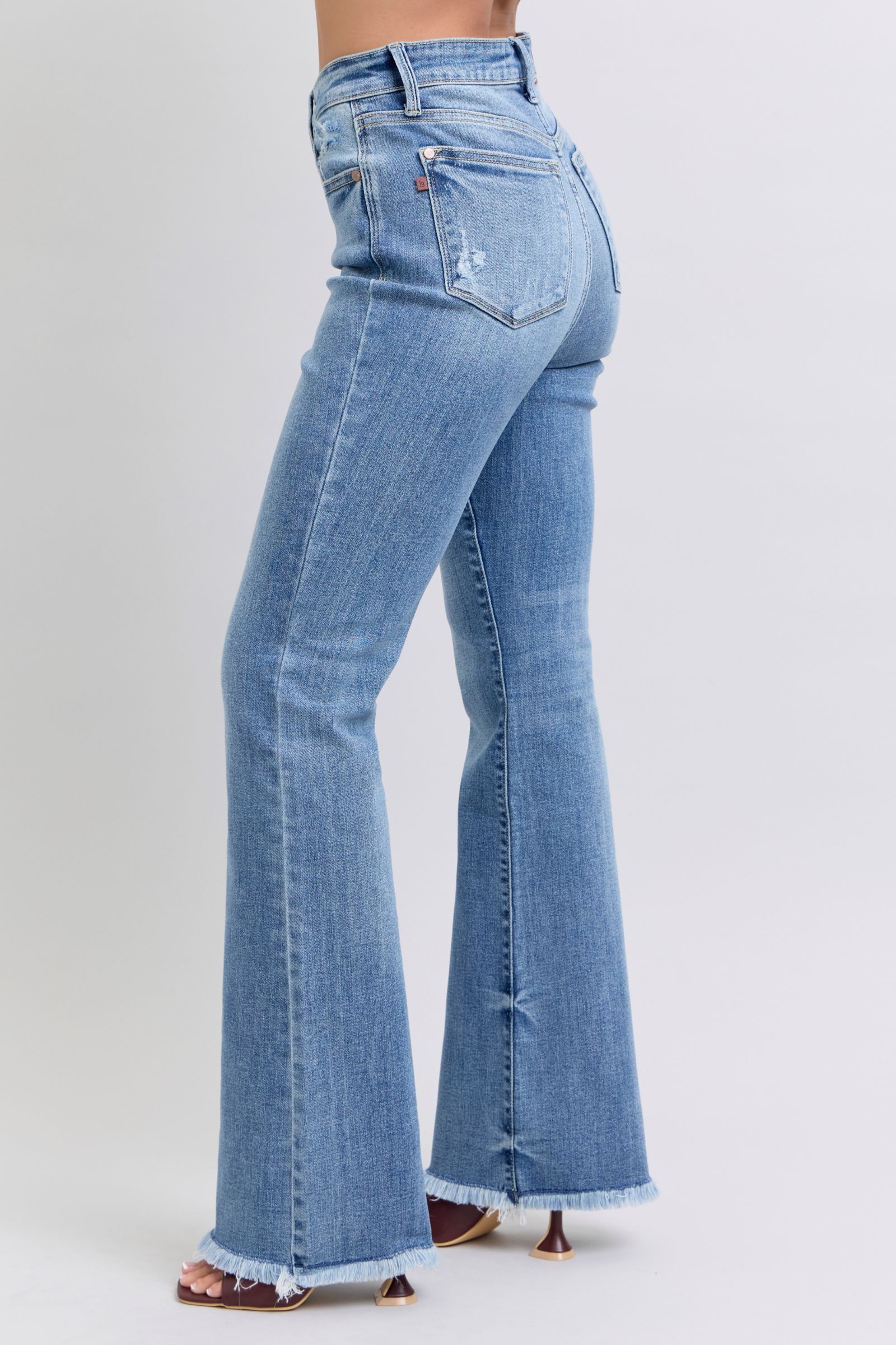 Judy Blue Full Size Raw Hem High Rise Bootcut Jeans - Sydney So Sweet