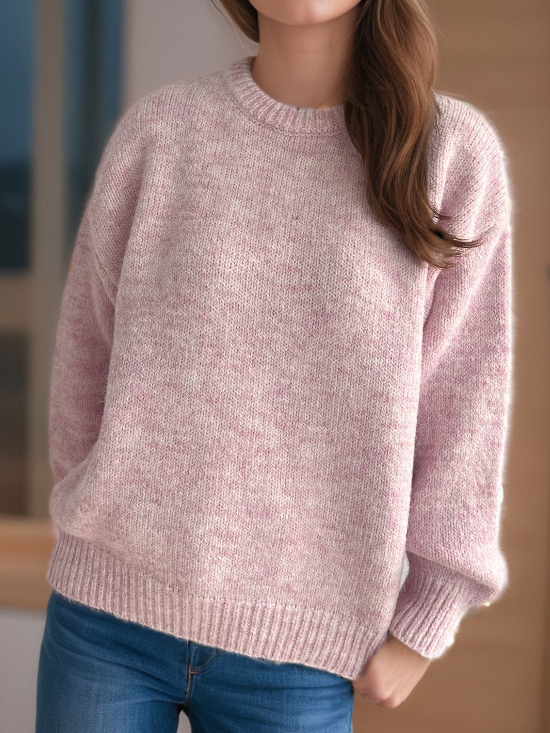 Round Neck Long Sleeve Sweater - Sydney So Sweet