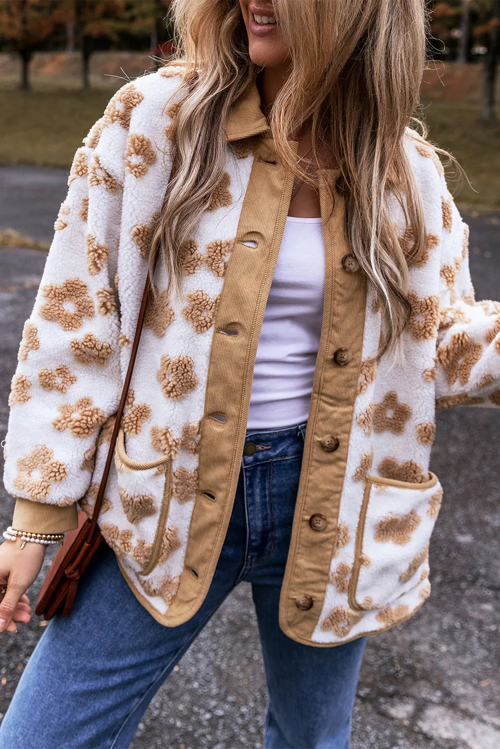 Flower Button Up Long Sleeve Jacket - Sydney So Sweet