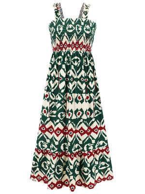 Smocked Printed Square Neck Sleeveless Dress - Sydney So Sweet