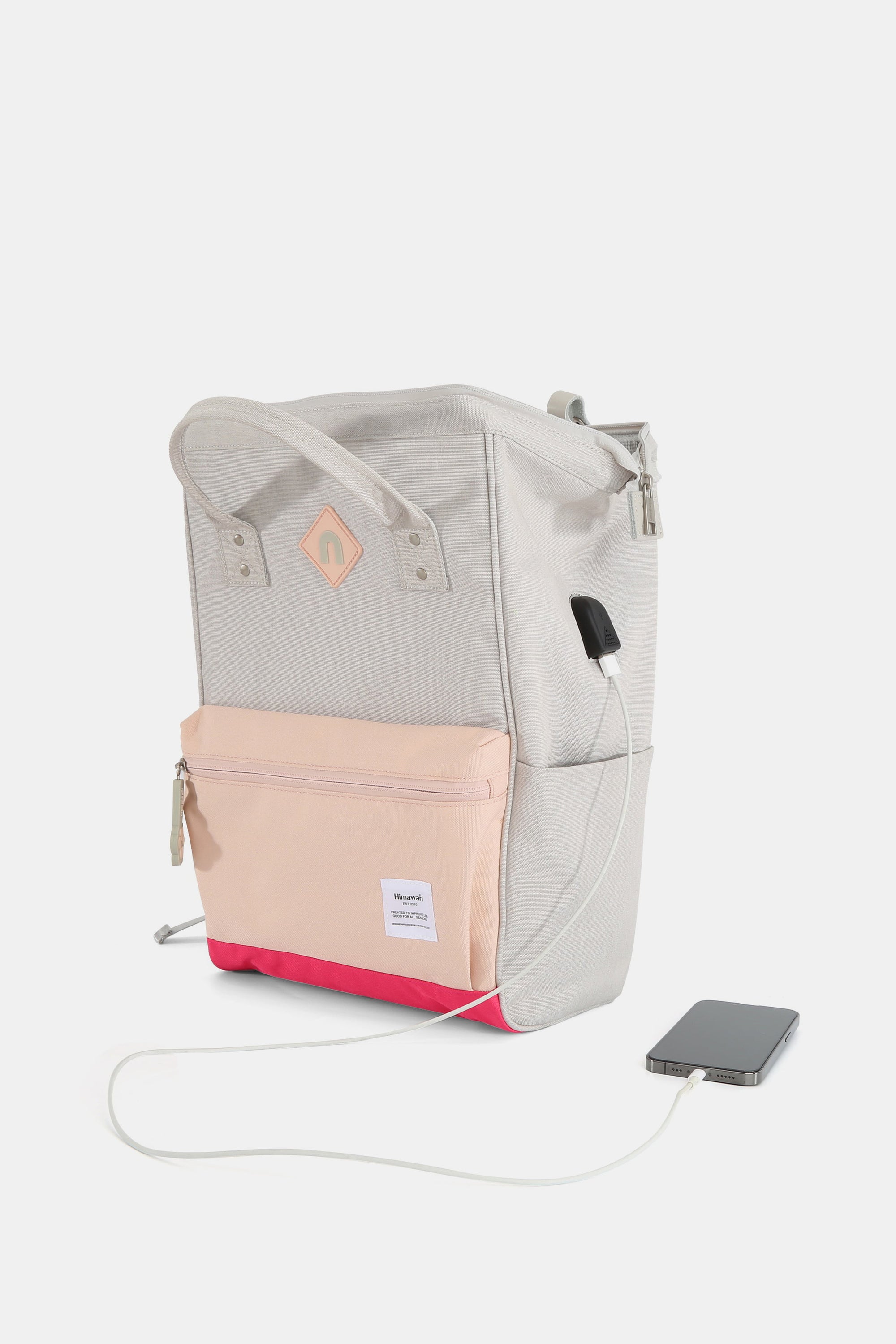 Himawari Contrast Waterproof Backpack Bag with External USB Port - Sydney So Sweet