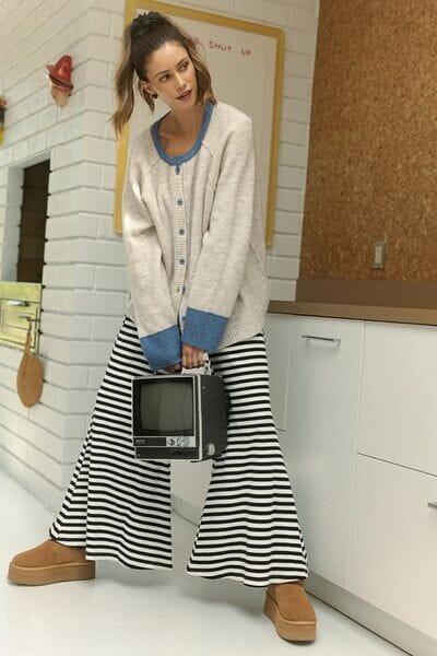 Annie Wear Contrast Trim Button Down Raglan Sleeve Cardigan - Sydney So Sweet