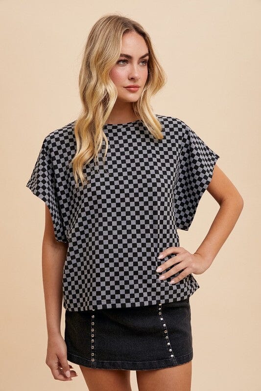 Annie Wear Checkered Round Neck Short Sleeve T-Shirt - Sydney So Sweet