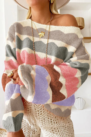 Boat Neck Long Sleeve Sweater - Sydney So Sweet