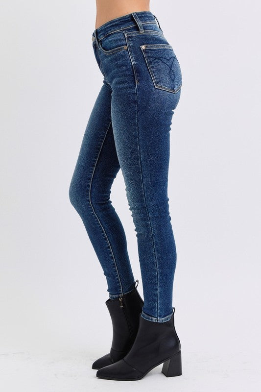 Judy Blue Full Size Mid-Rise Waist Skinny Jeans with Pockets - Sydney So Sweet