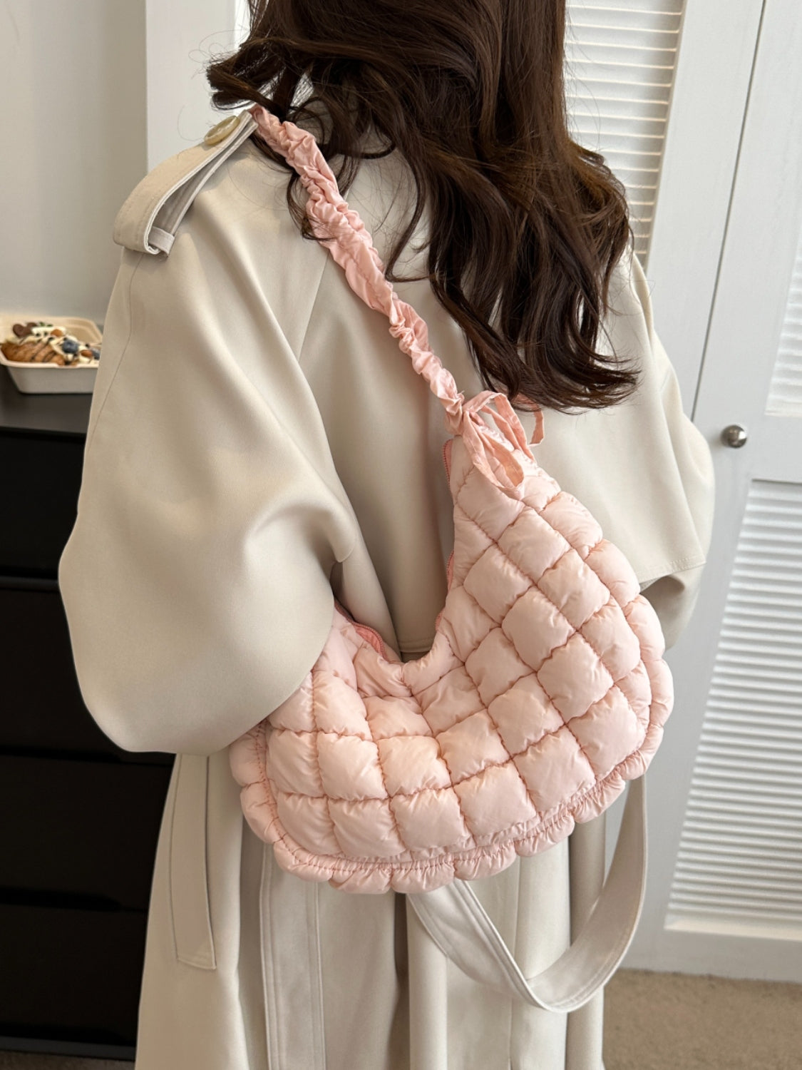 Bubble Texture Ruched Strap Quilted Shoulder Bag - Sydney So Sweet