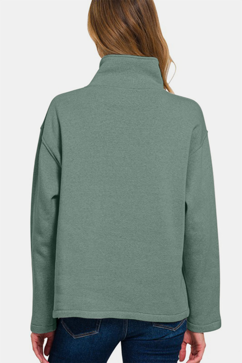 Zenana Turtleneck Half Snap Fleece Sweatshirt - Sydney So Sweet