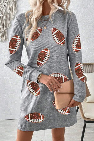 Sequin Football Long Sleeve Mini Dress - Sydney So Sweet