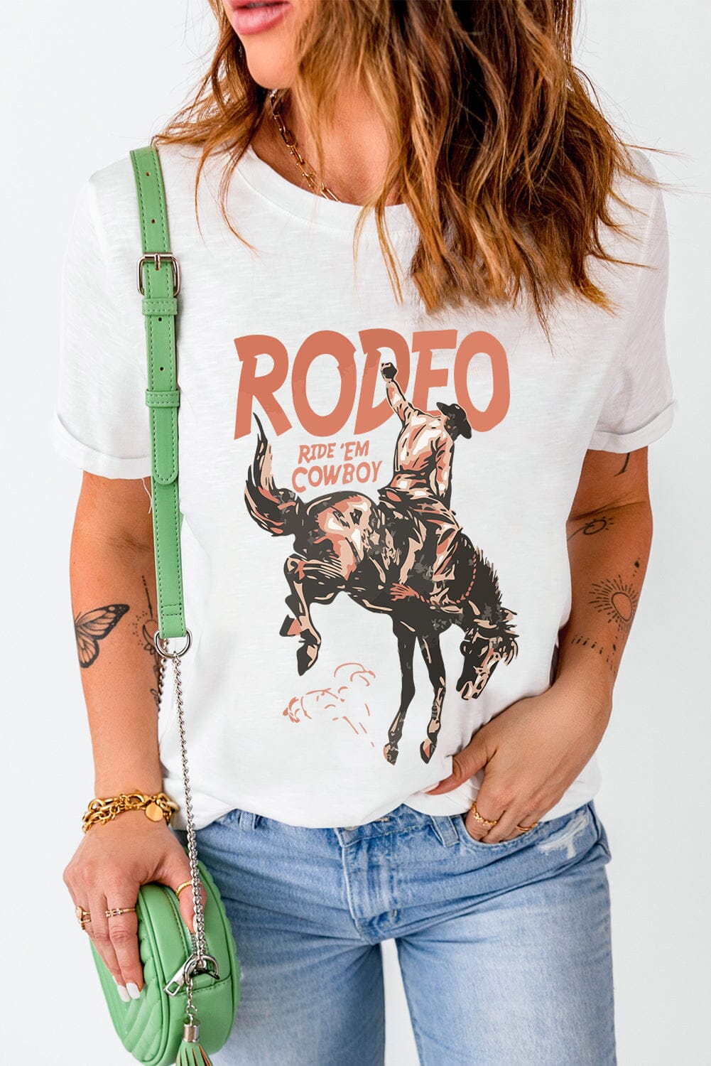 Cowboy Graphic Round Neck Short Sleeve T-Shirt - Sydney So Sweet