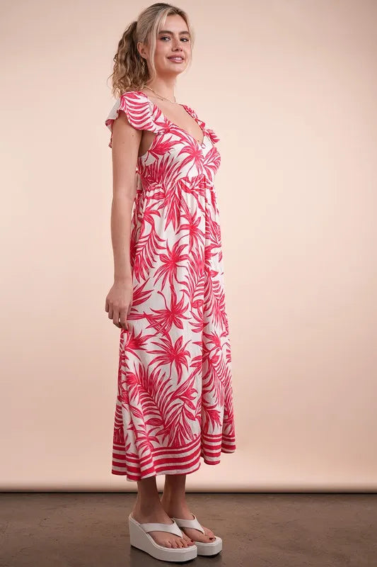 VERY J Tropical Printed Midi Summer Boho Dress - Sydney So Sweet