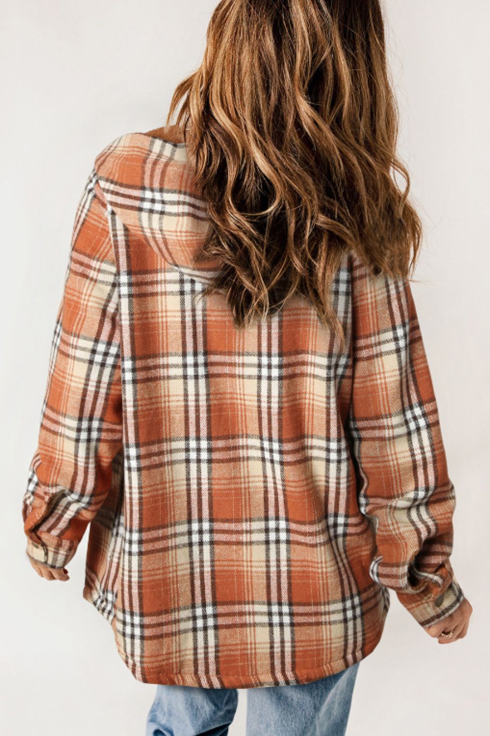 Plaid Button Up Long Sleeve Hooded Jacket - Sydney So Sweet