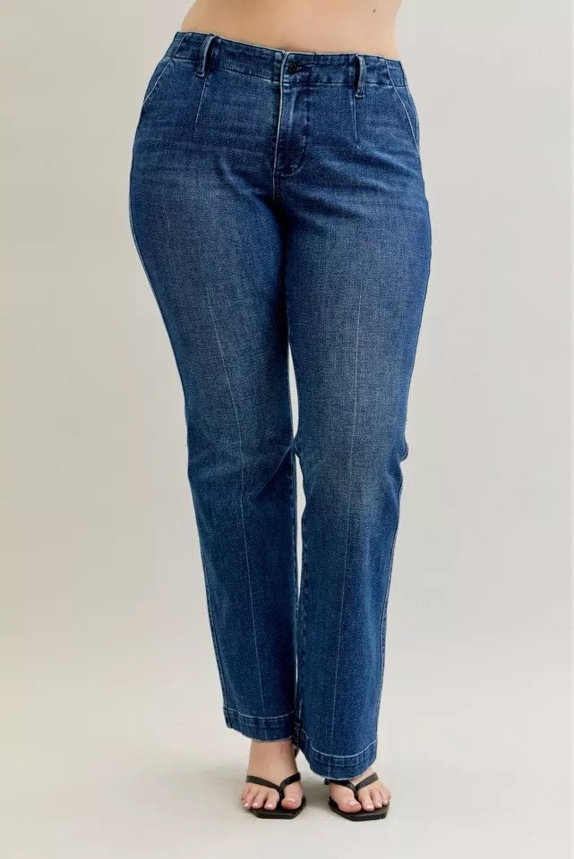 Judy Blue Full Size Mid Rise Bootcut Jeans with Welt Pockets Plus Size - Sydney So Sweet