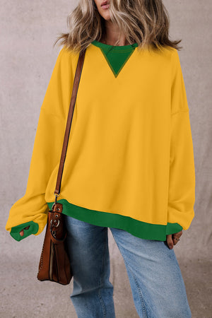 Contrast Round Neck Long Sleeve Sweatshirt - Sydney So Sweet