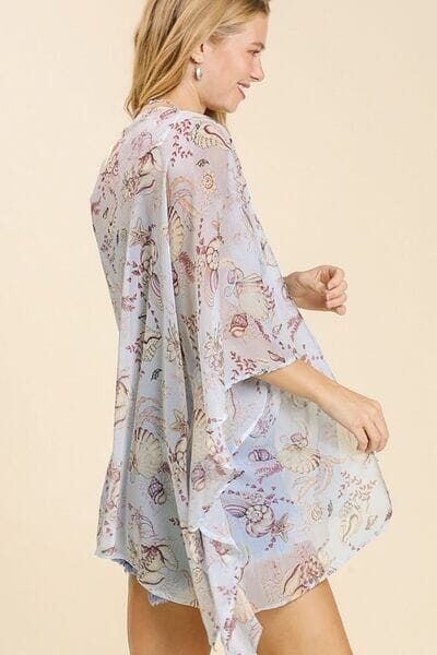 Umgee Full Size Sheer Mixed Print Kimono with Side Slit Plus Size - Sydney So Sweet