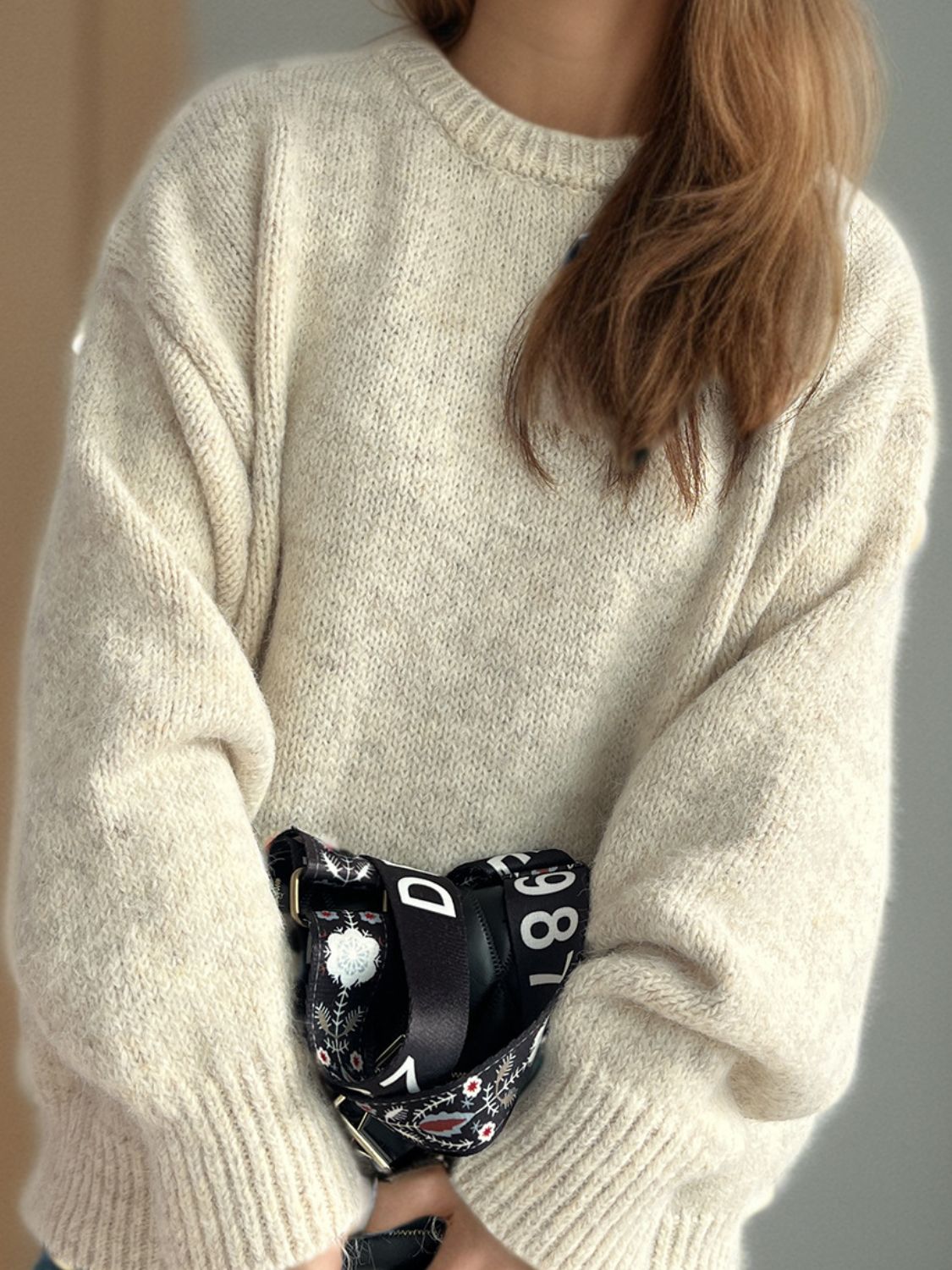 Round Neck Long Sleeve Sweater - Sydney So Sweet