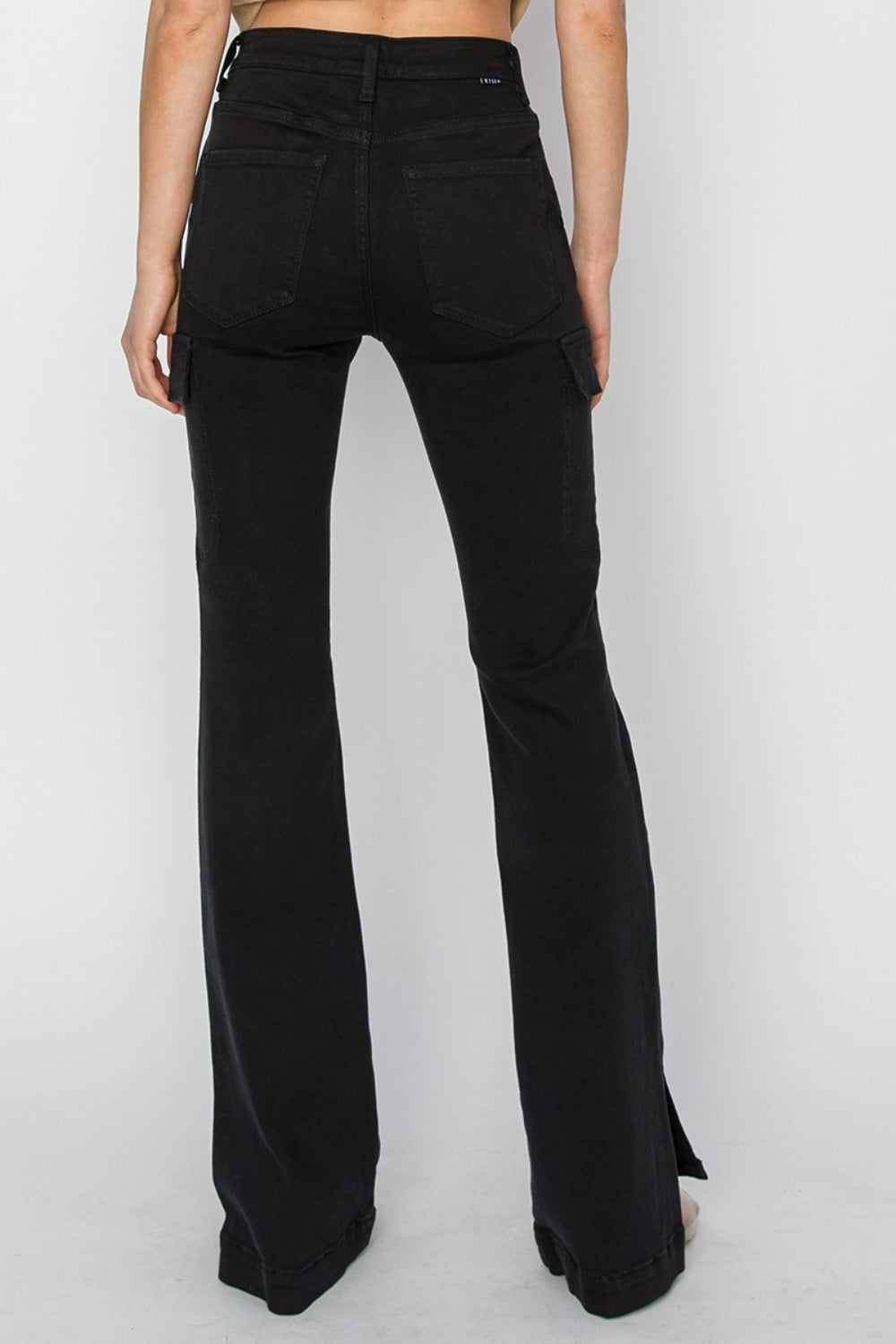 RISEN Full Size High Rise Side Slit Cargo Bootcut Jeans - Sydney So Sweet