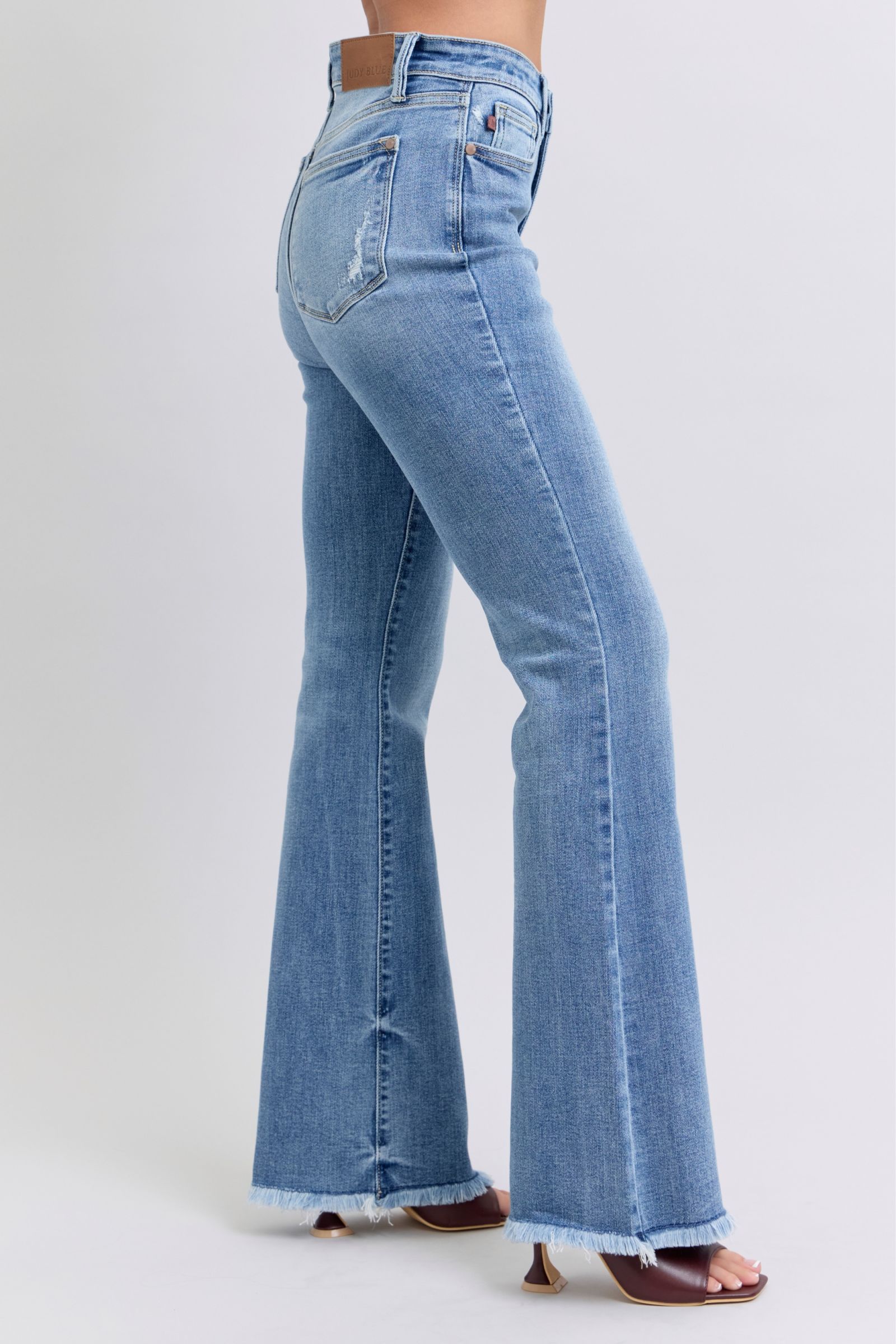 Judy Blue Full Size Raw Hem High Rise Bootcut Jeans - Sydney So Sweet