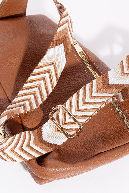 Fame PU Leather Chevron Strap Crossbody Bag - Sydney So Sweet