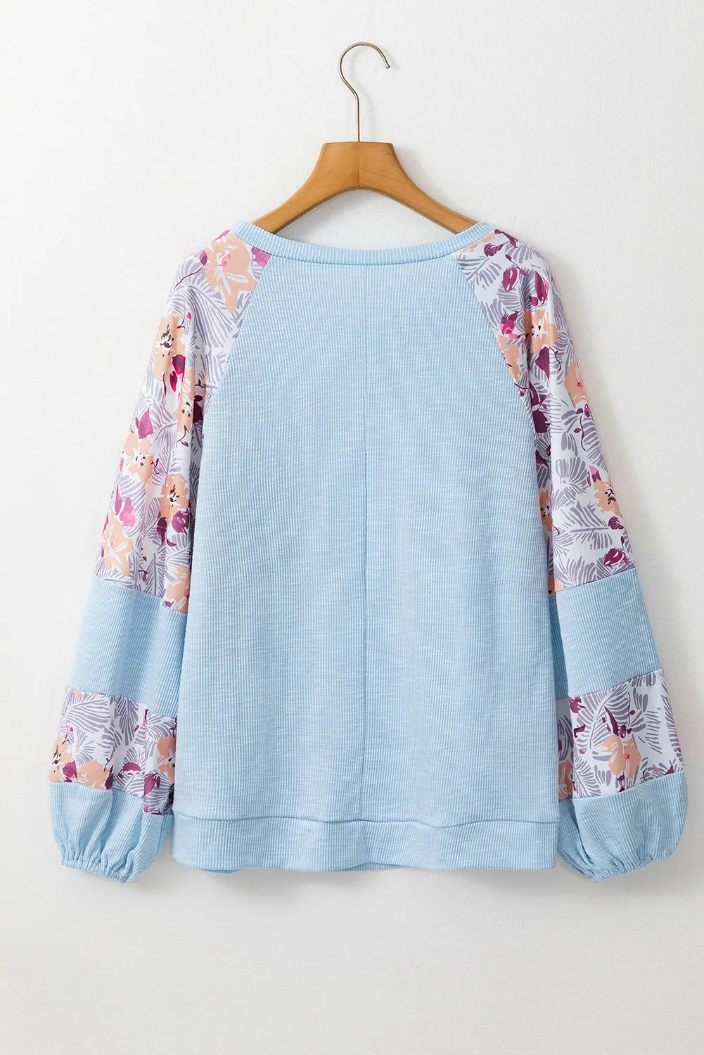 Printed Round Neck Balloon Sleeve Blouse - Sydney So Sweet