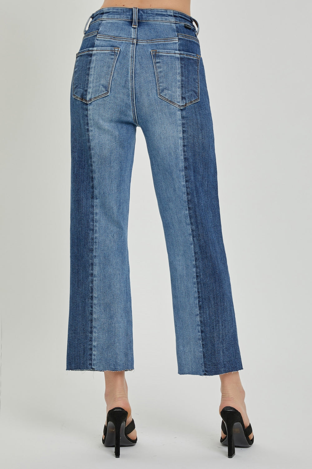 RISEN Full Size Mid-Rise Waist Two-Tones Jeans with Pockets - Sydney So Sweet