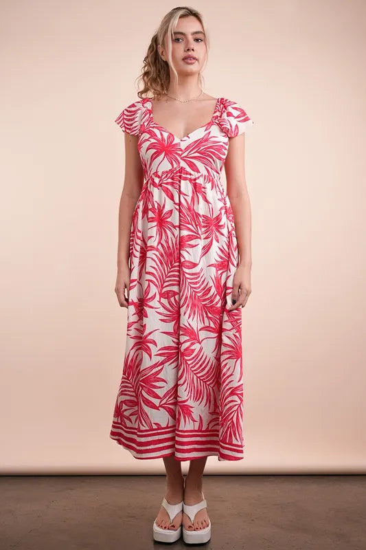 VERY J Tropical Printed Midi Summer Boho Dress - Sydney So Sweet