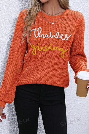 THANKSGIVING Round Neck Long Sleeve Sweater - Sydney So Sweet