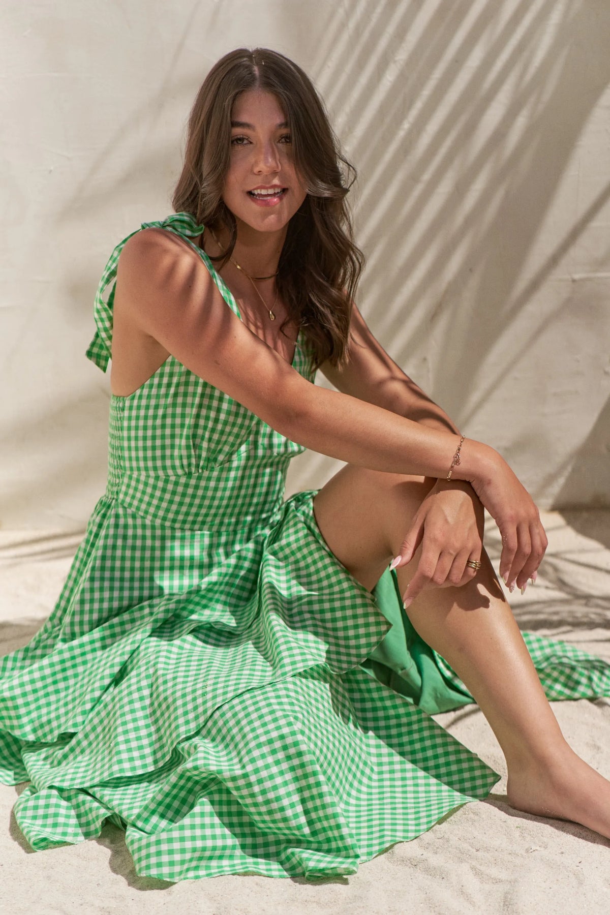 Jade By Jane Sleeveless Gingham Print Tiered Midi Dress - Sydney So Sweet